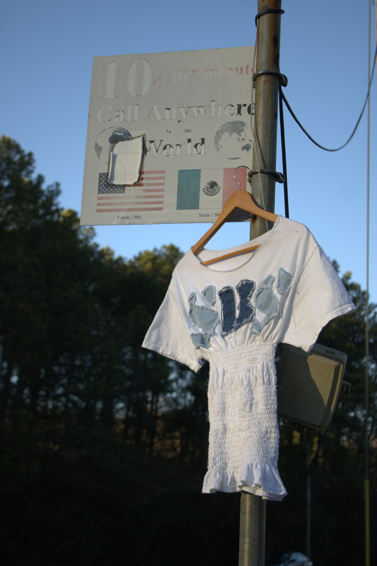 ruchéd denim applique tee