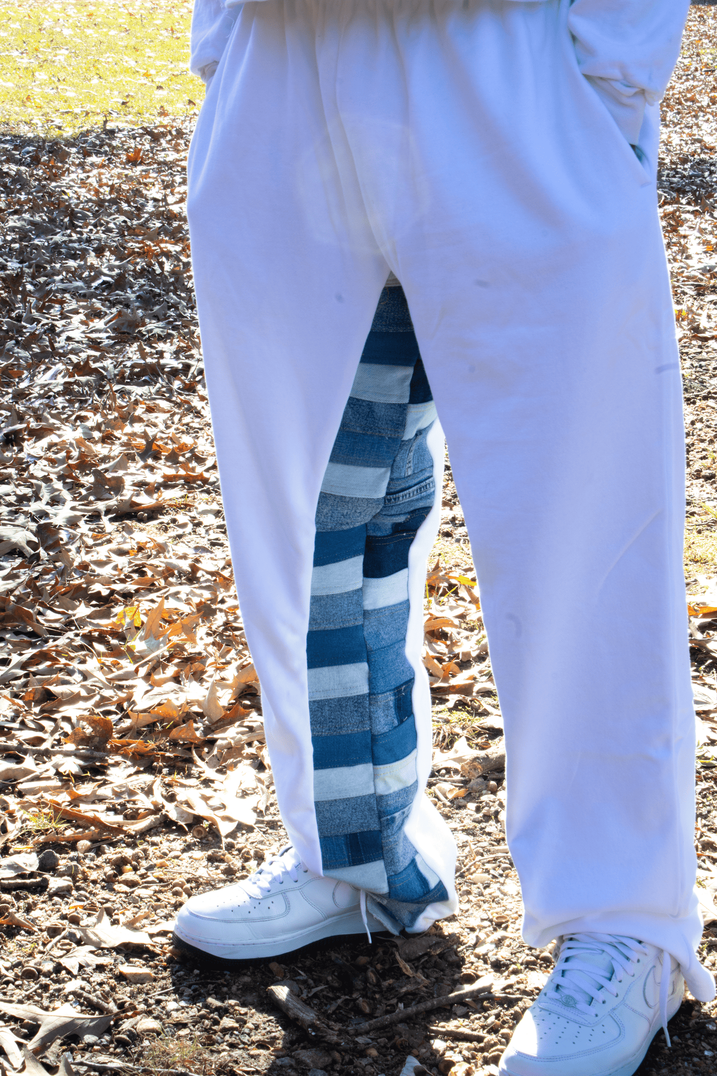 windowpane inset sweatpants [white/indigo]
